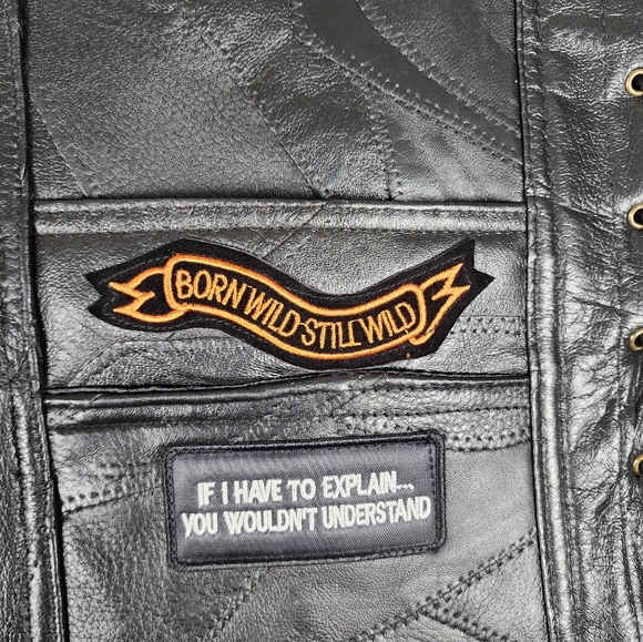 Leather Biker Vest with Patches Galore! - Picture 4 of 11
